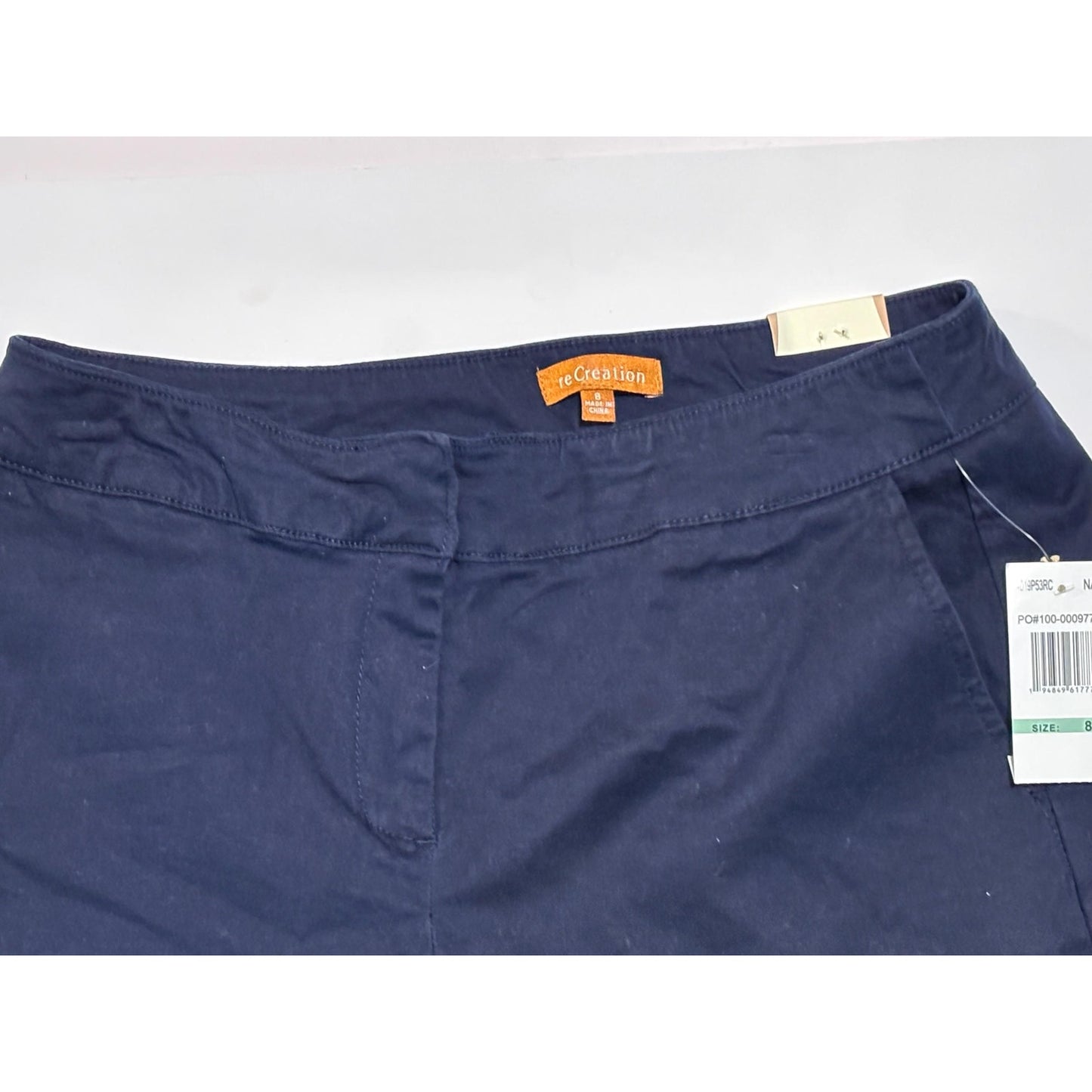 Re Creation Woman’s Navy Blue Flex Stretch Shorts Size 8 NWT