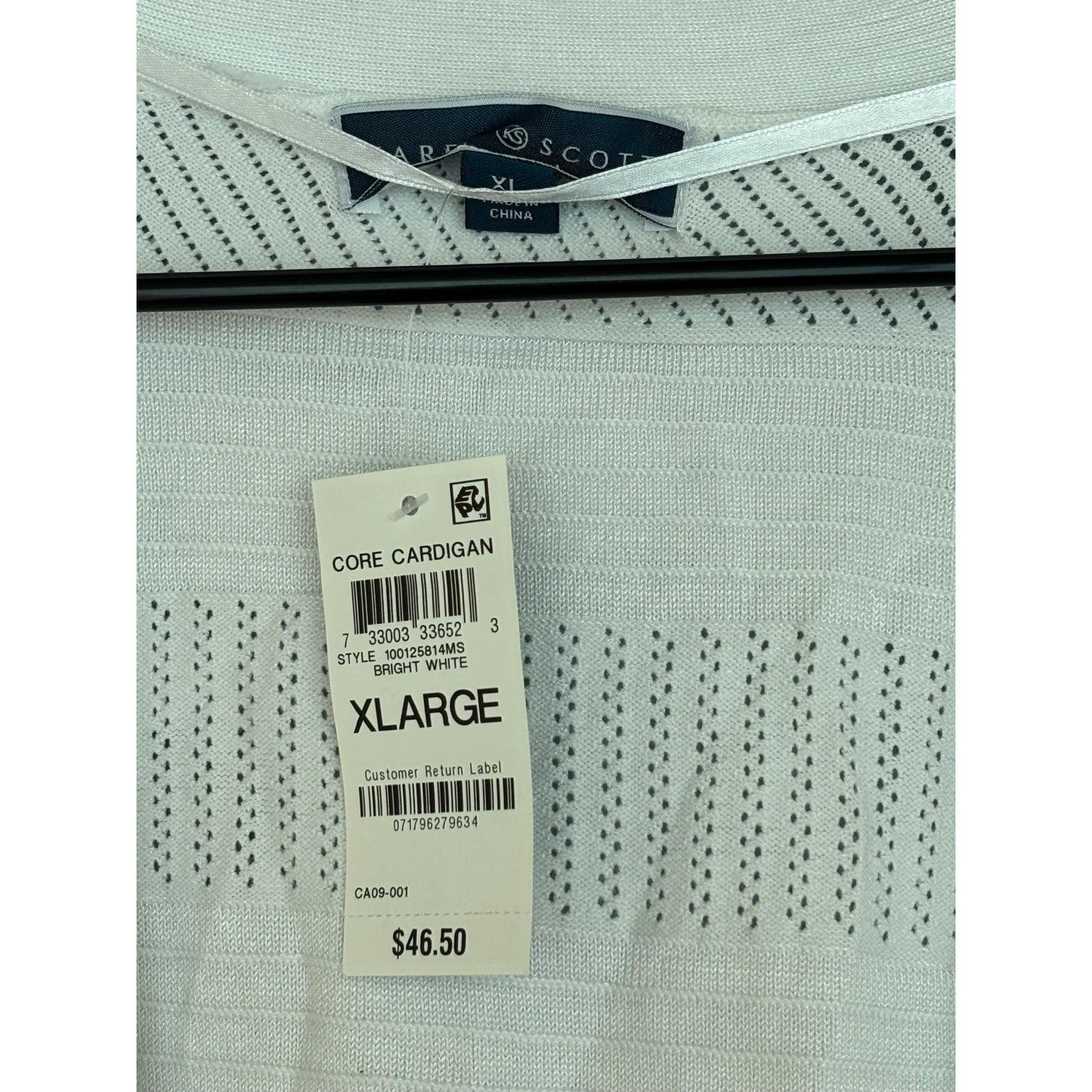 Karen Scott Womens Bright White Open Front Textured Cardigan Sweater NWT XL
