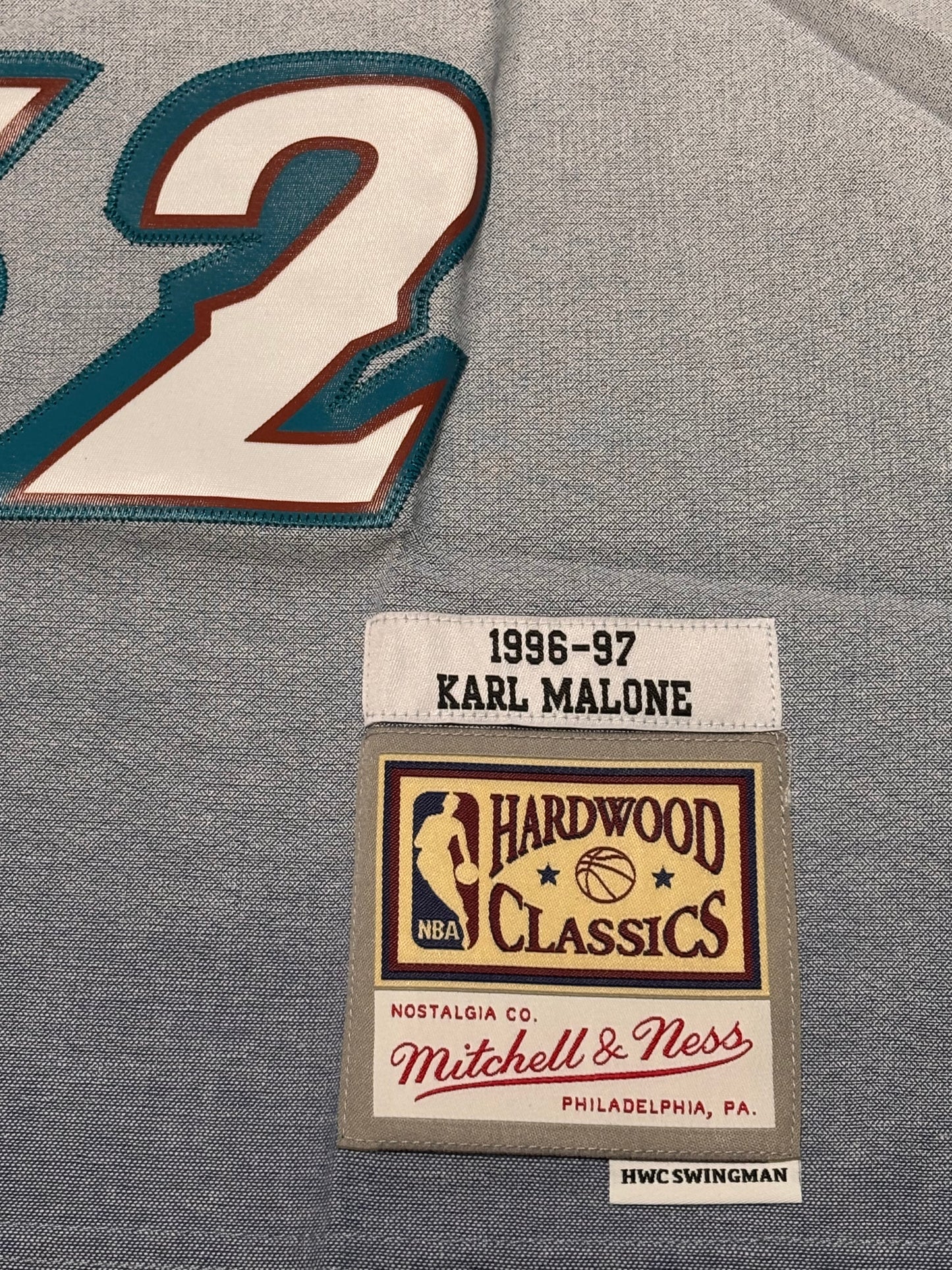 Karl Malone Utah Jazz Mitchell & Ness NBA Retro Hardwood Classic HWC Swingman 1996-97 Denim Proto Jersey Blue Mens Large L New NWOT