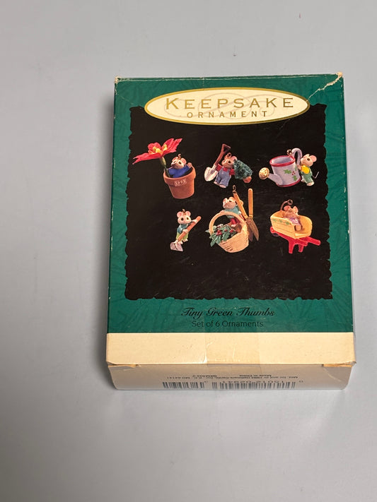 Hallmark Keepsake Tiny Green Thumbs Miniature Ornament Set of 6 Gardening 1993