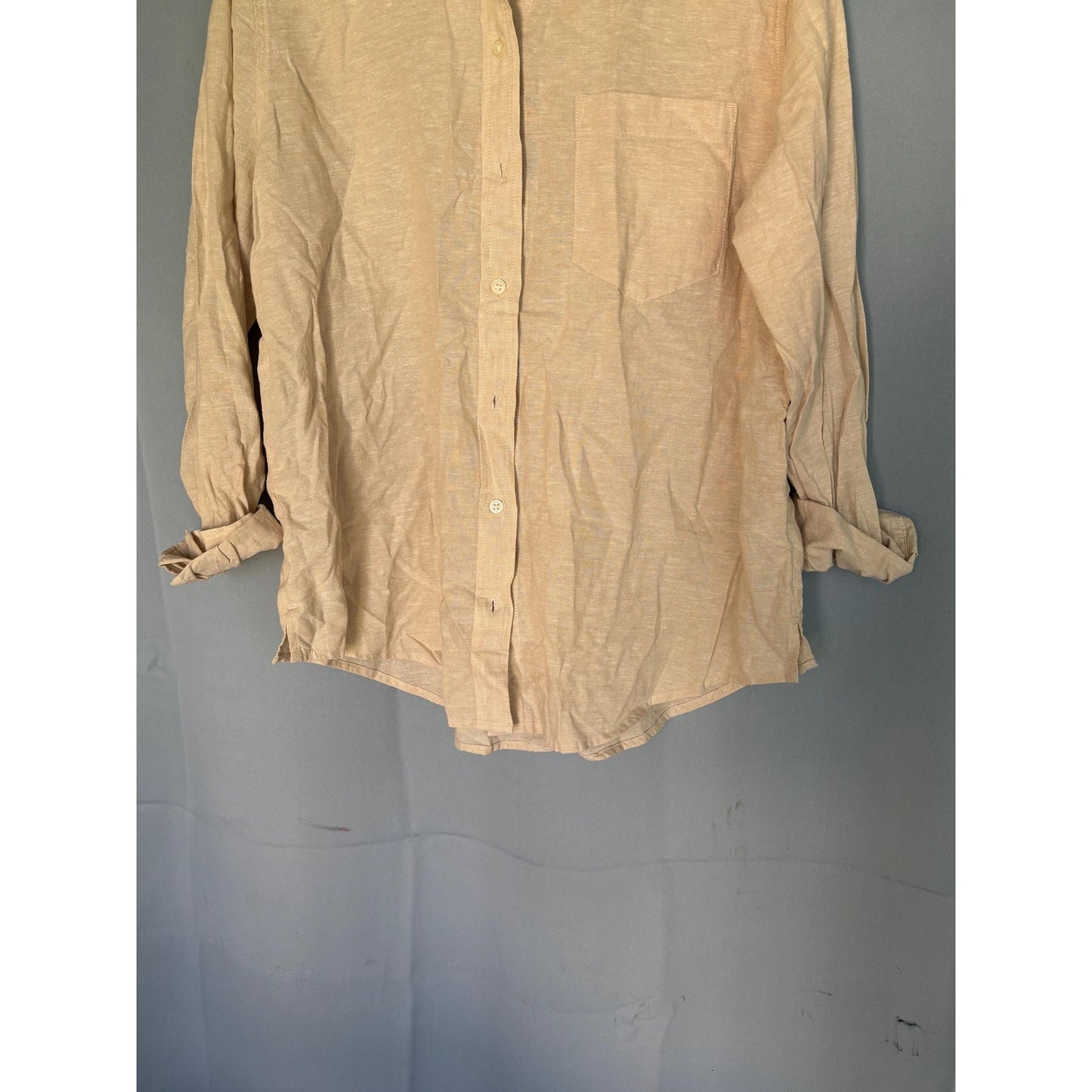 Gap The Easy Shirt Button Down Dress Shirt Sand Khaki L NWT
