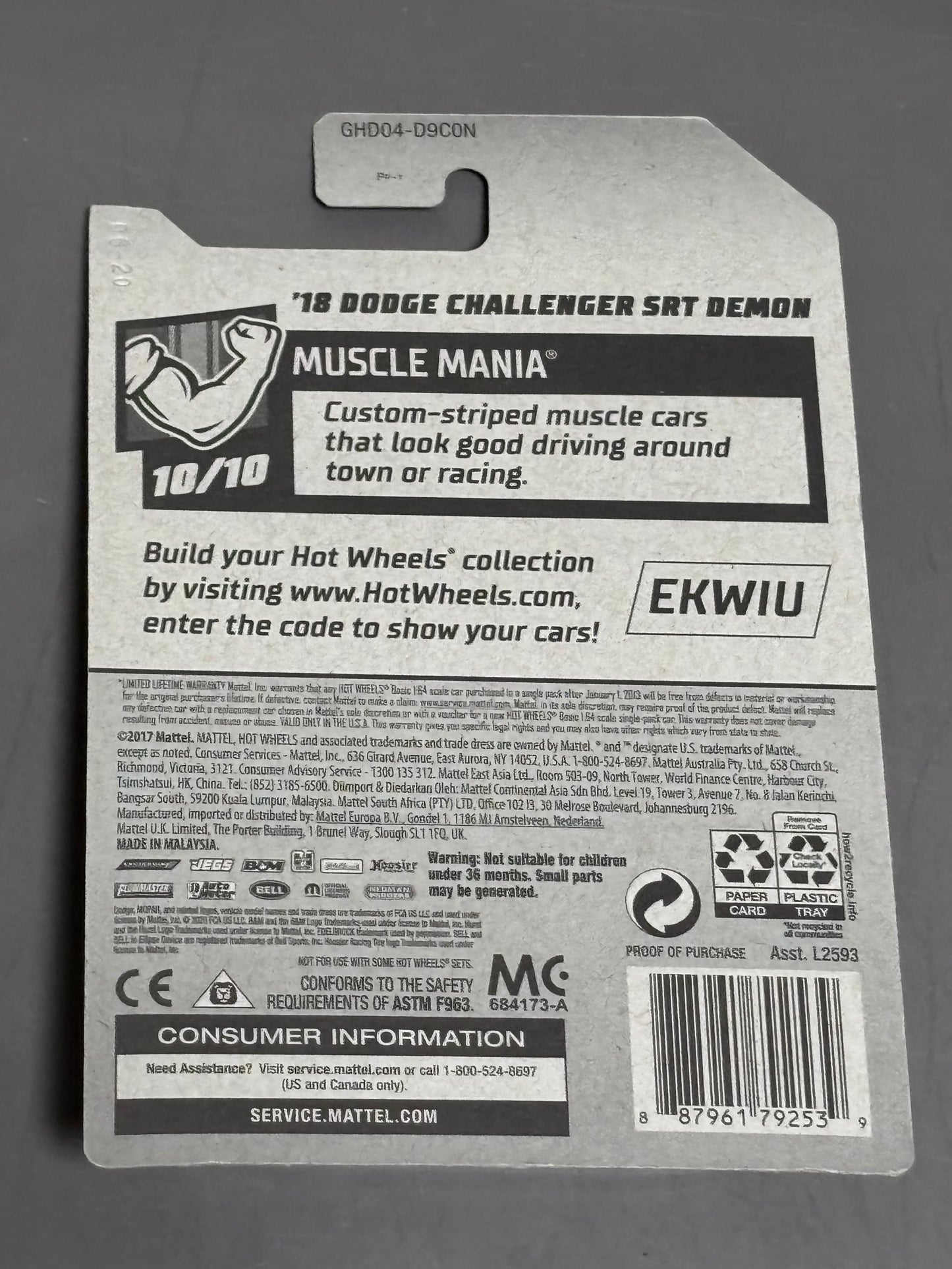 Hot Wheels 2020 Muscle Mania #10/10 '18 Challenger SRT Demon 1:64 Scale New
