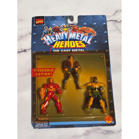 Marvel Heavy Metal Heroes Action Figures Die Cast Wolverine Iron Man Mandarin