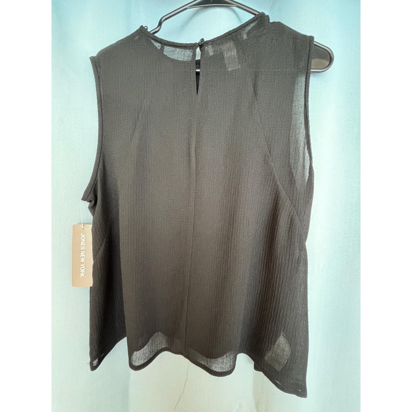 Jones New York Gotham Jet black sleeveless knit blouse shirt 16 NWT