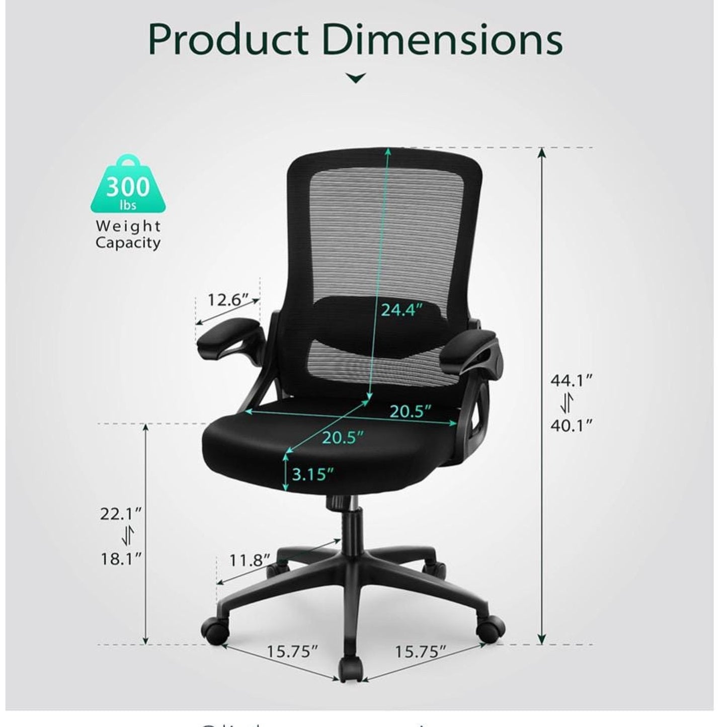 ALPHA HOME Ergonomic Mesh Mid-Back Office Task Chair With Padded Armrests, Black