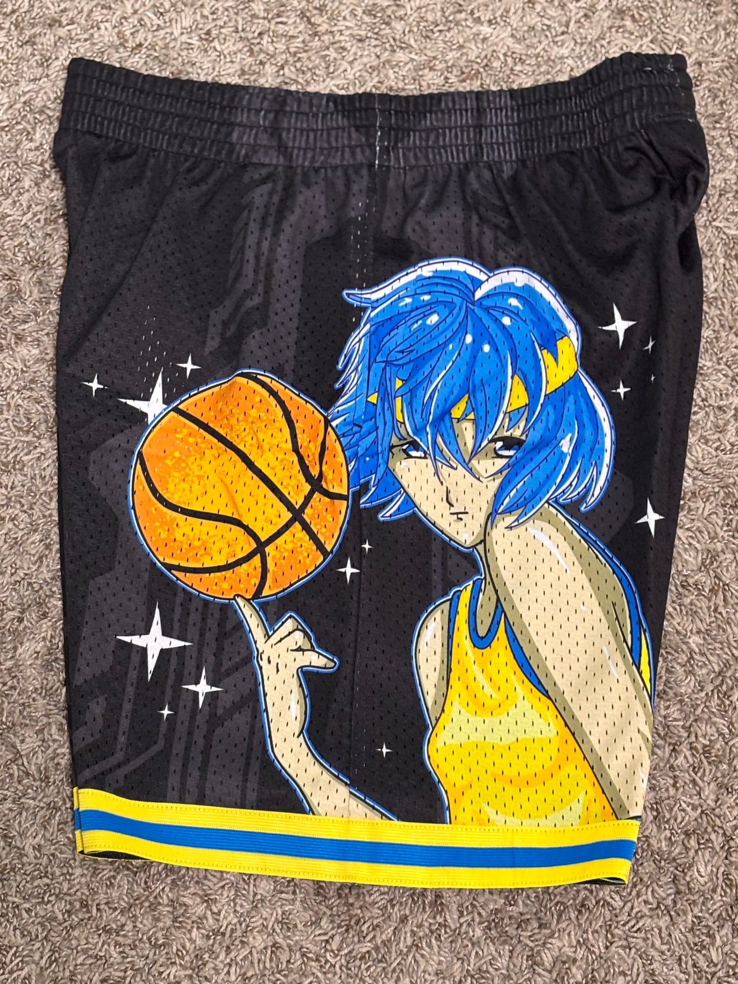 Denver Nuggets Mitchell & Ness NBA HWC Hardwood Classic Black Short Anime Character Art Mens Large L NWOT New
