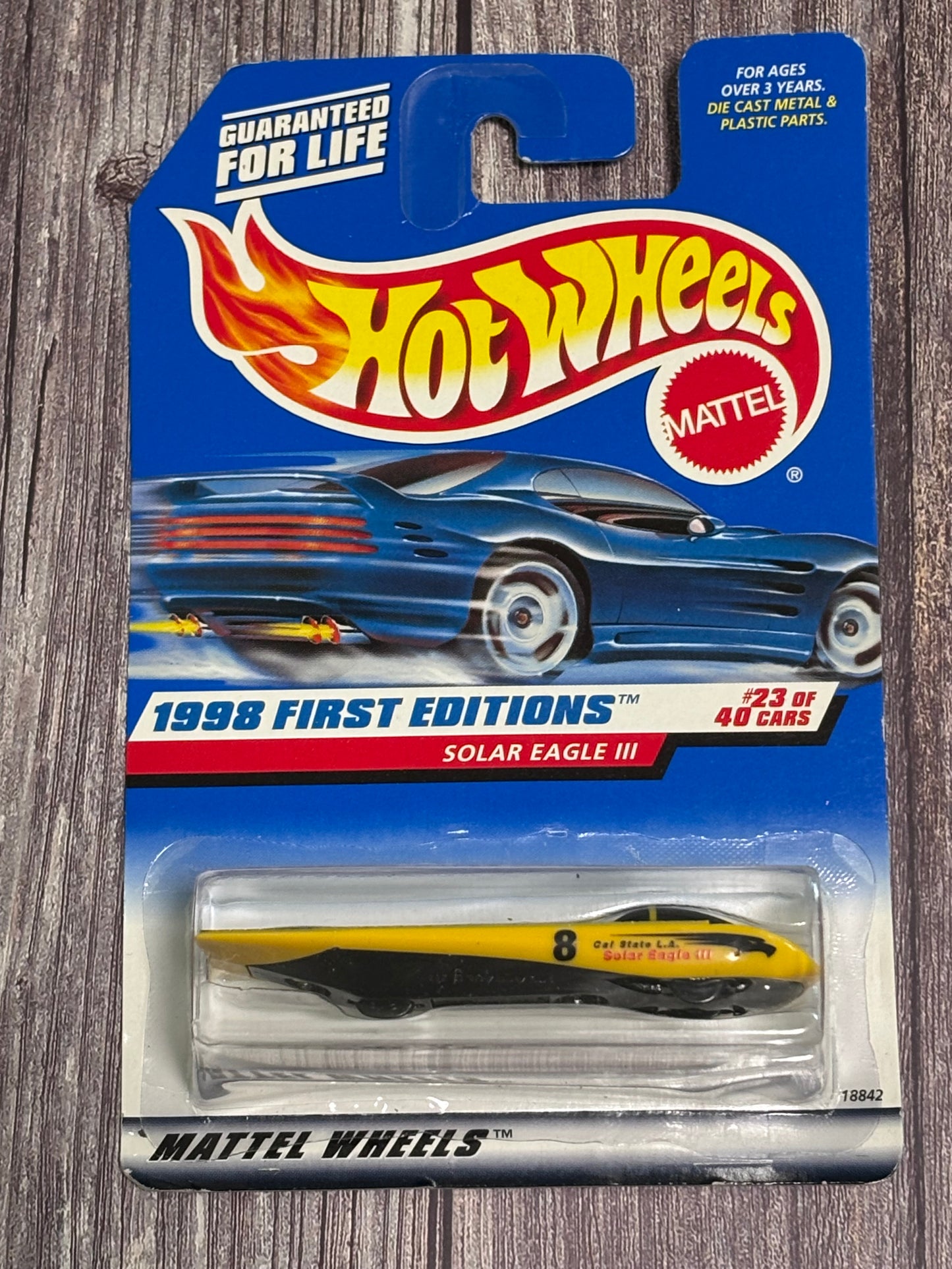 1998 Hot Wheels First Editions #23/40 Solar Eagle III Yellow Collector #650 New