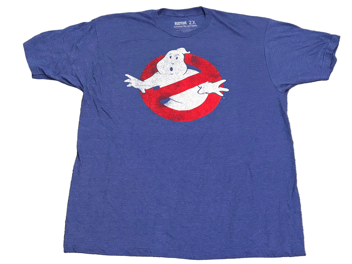 Ghostbusters Ripple Junction Distressed No Ghost Logo Mens Blue T Shirt New NWOT