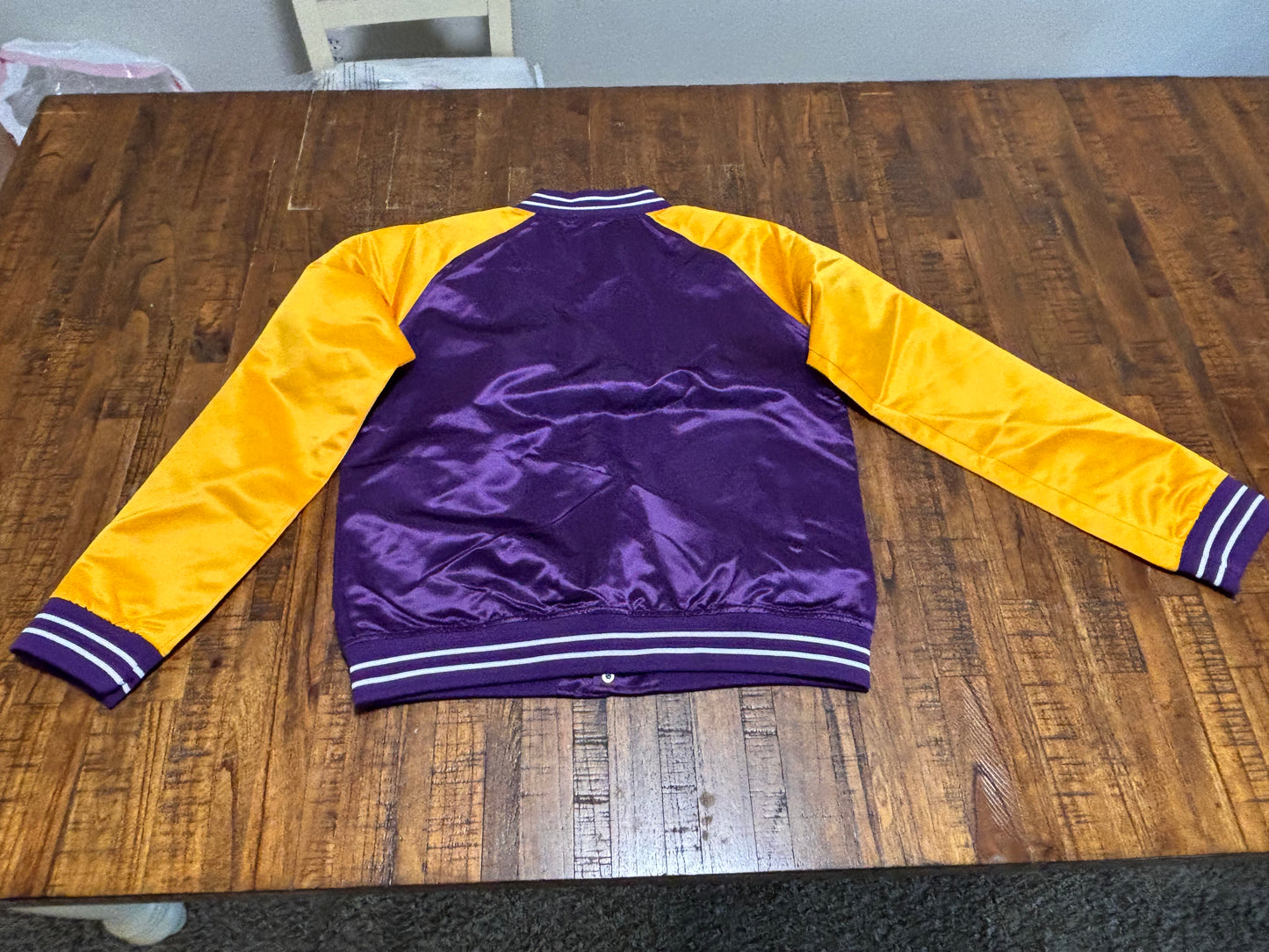 Los Angeles LA Lakers Mitchell & Ness HWC Hardwood Classic ColorBlock Nba Retro Satin Full Snap Jacket Purple Gold Women Medium M New NWOT