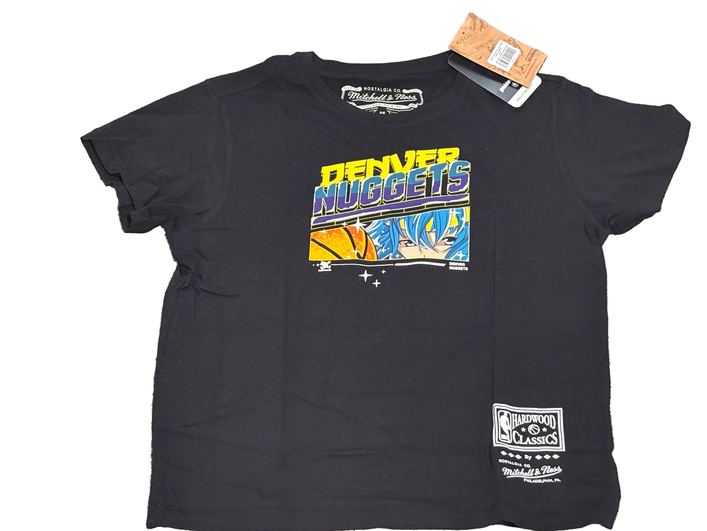 Denver Nuggets Mitchell & Ness NBA HWC Hardwood Classic Black Shirt Anime Character Art Womens Medium M NWT New