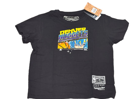 Denver Nuggets Mitchell & Ness NBA HWC Hardwood Classic Black Shirt Anime Character Art Womens Medium M NWT New