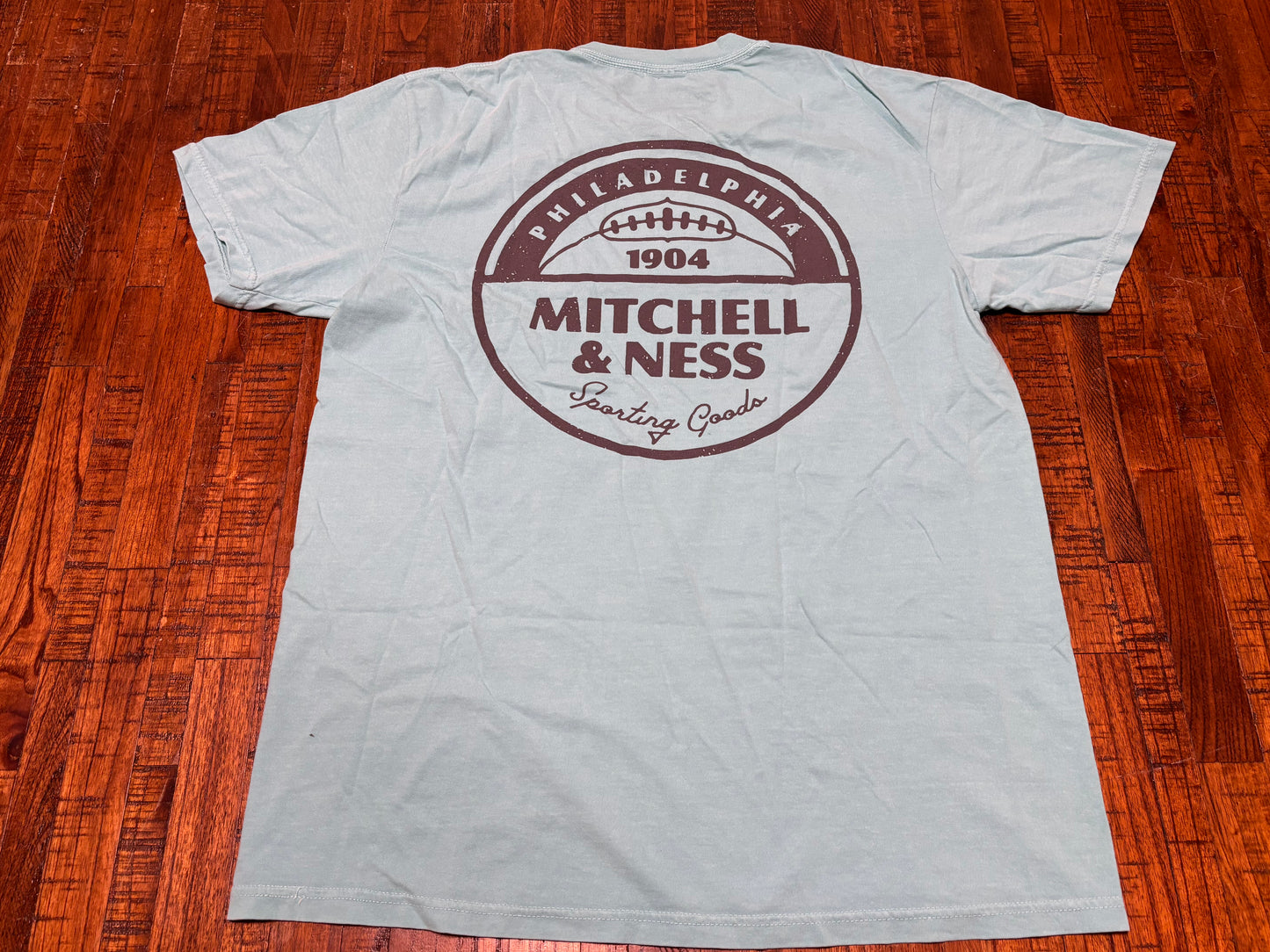 Mitchell & Ness Branded Heavyweight Circle Short Sleeve Tee T Shirt Teal Blue Men’s Large L New NWT