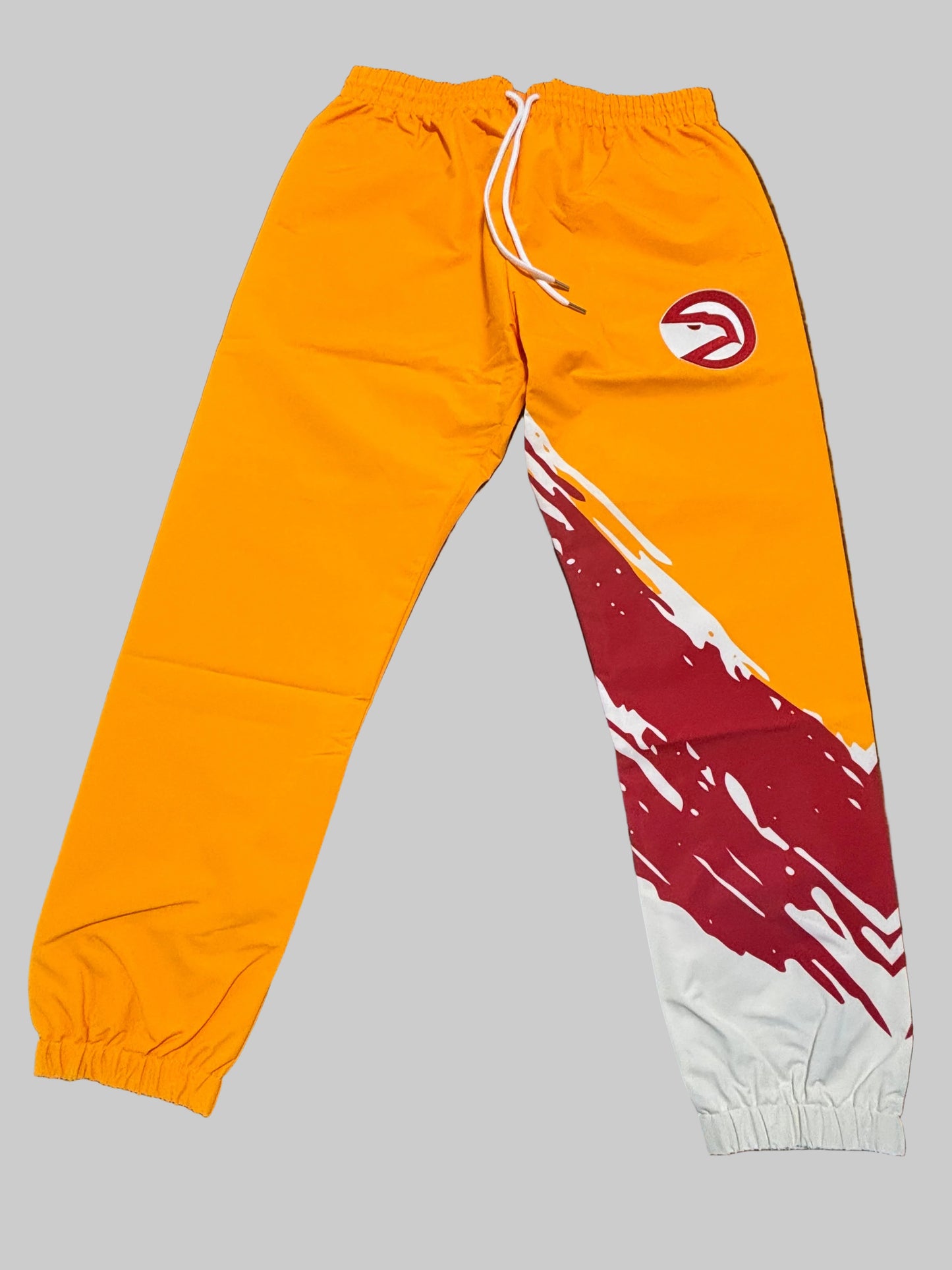 Atlanta Hawks Mitchell & Ness Hardwood Classic HWC NBA Retro Paint Brush Warm Up Sweat Pants Yellow White Res Men’s Large L New NWOT