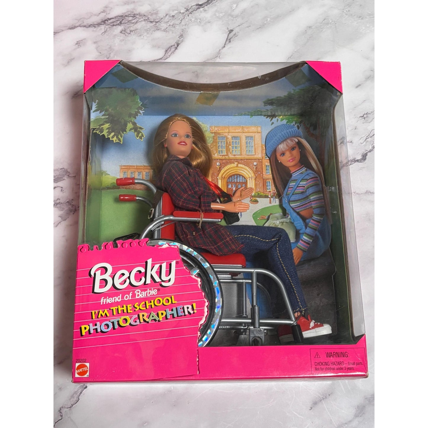 Mattel 1997 Becky Friend Barbie Doll School Photographer Wheelchair 20202