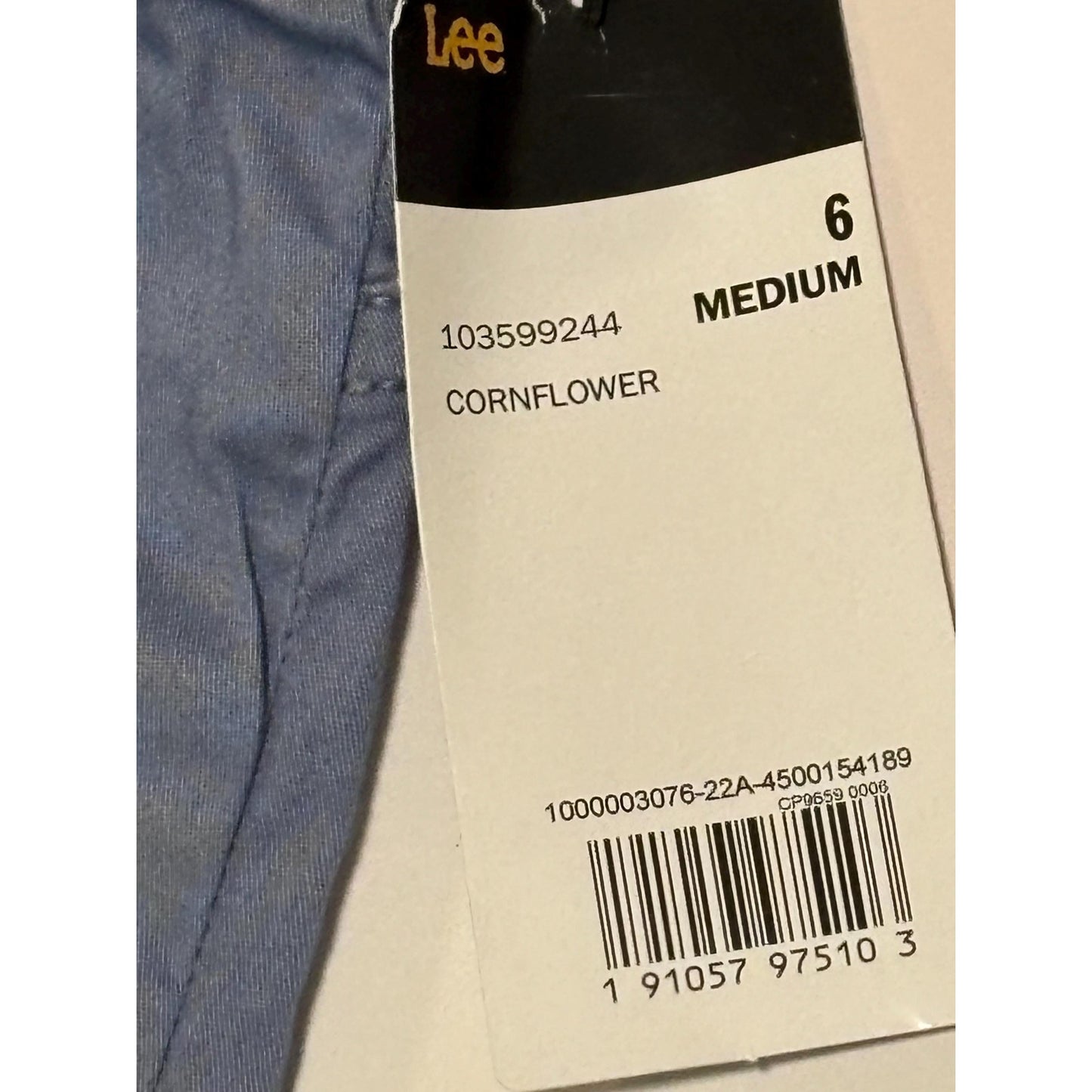 Lee Women Relaxed Fit Avey Knit Waist Cargo Bermuda Short Cornflower 6 NWT