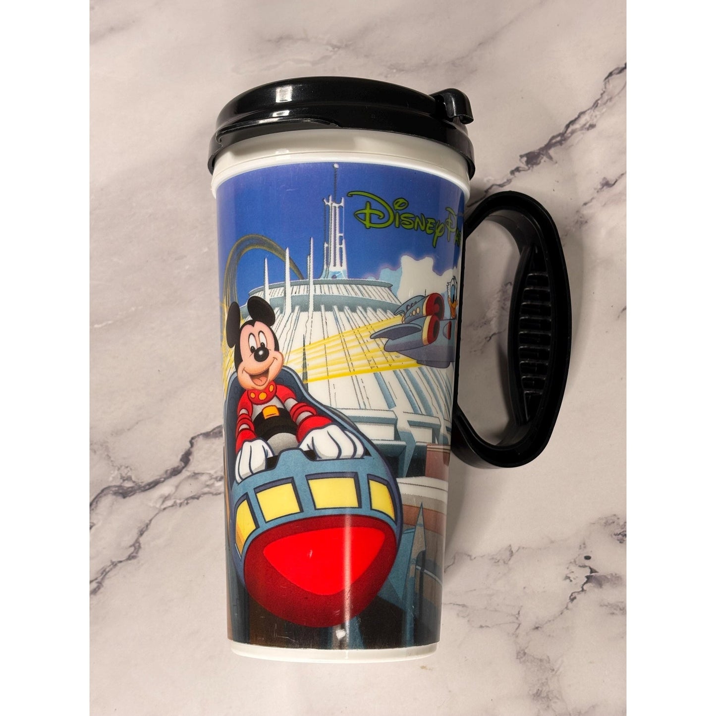 Disney Parks Space Mountain Reusable Cup With Lid Mickey Mouse Goofy Tumbler