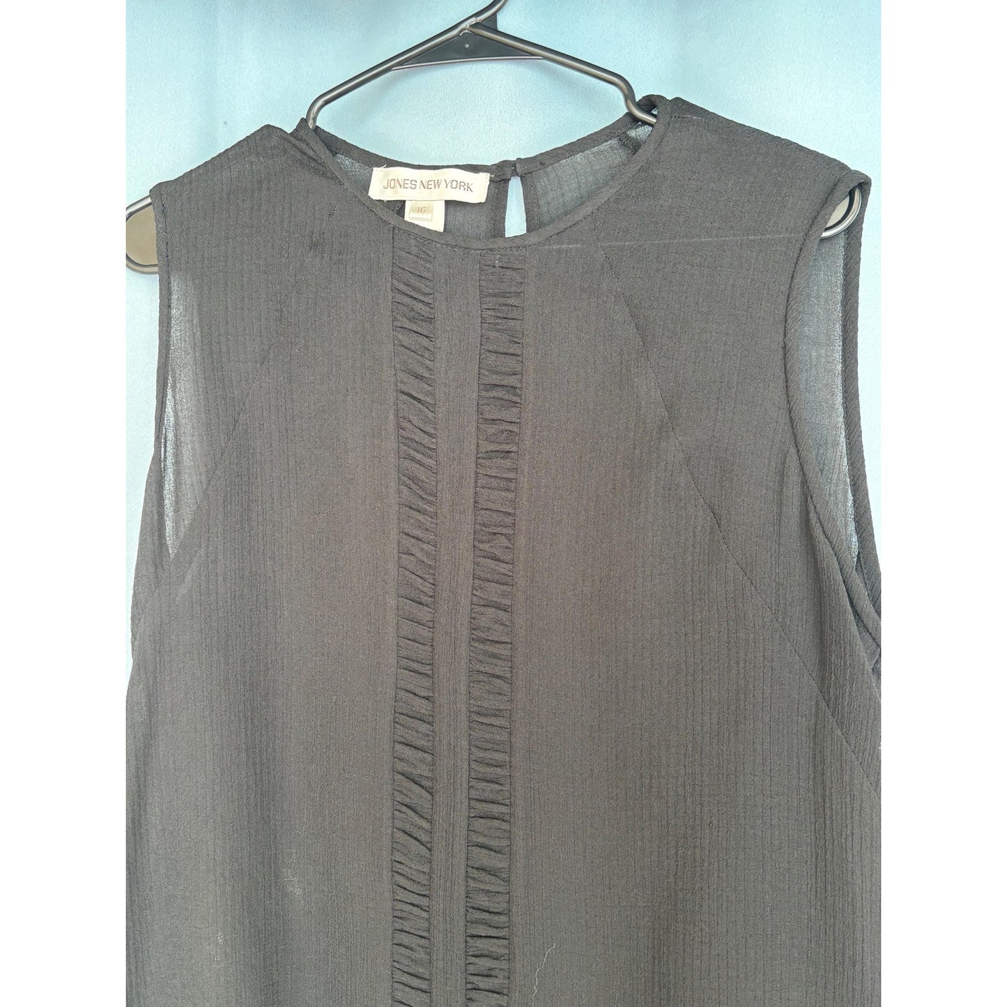 Jones New York Gotham Jet black sleeveless knit blouse shirt 16 NWT
