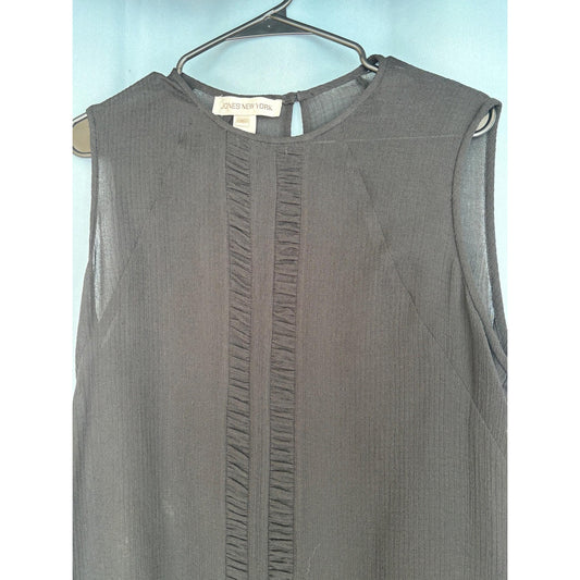 Jones New York Gotham Jet black sleeveless knit blouse shirt 16 NWT