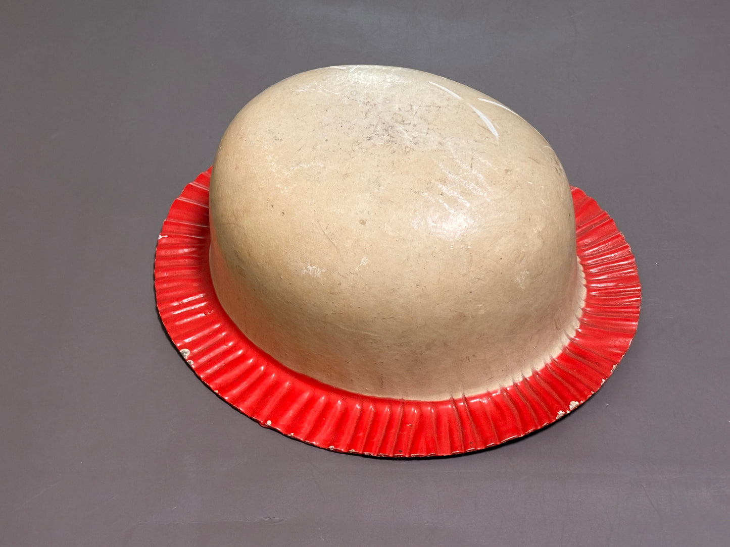 Vtg Humes & Berg Stonelined Derby Trombone Bowler Hat Mute White Red