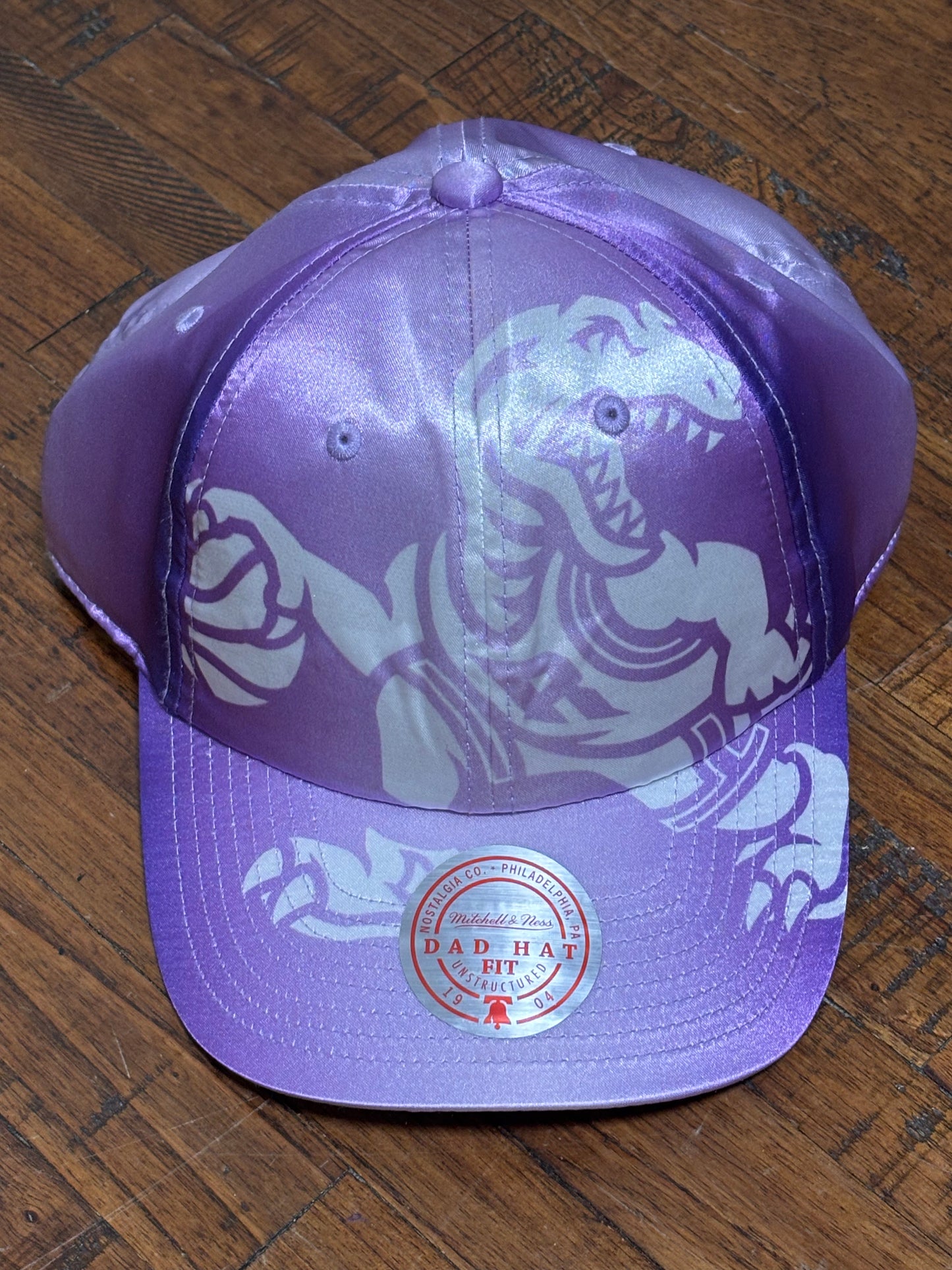 Toronto Raptors Mitchell & Ness NBA Basketball HWC Hardwood Classics Dinosaur Full On Dad Adjustable Strap Back Hat Cap Purple White New NWT