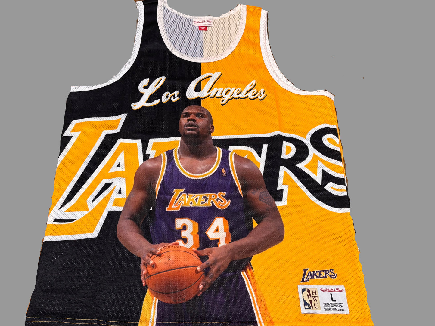 Shaq Shaquille O’Neal Los Angeles LA Lakers Mitchell & Ness Nba Sublimated Face Tank Top Jersey Mens Black & Gold L Large New NWOT