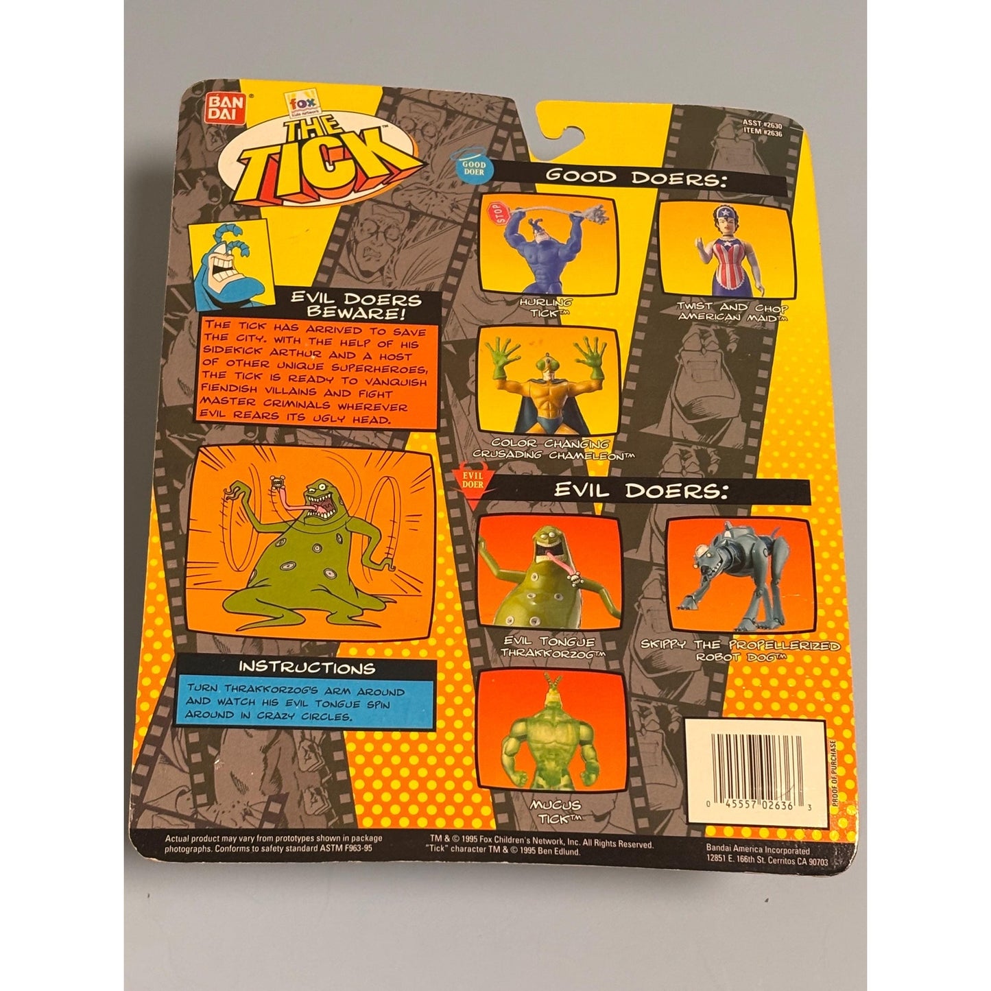 The Tick Evil Tongue Thrakkorzog Action Figure Bandai 1995 Vintage Sealed Fox