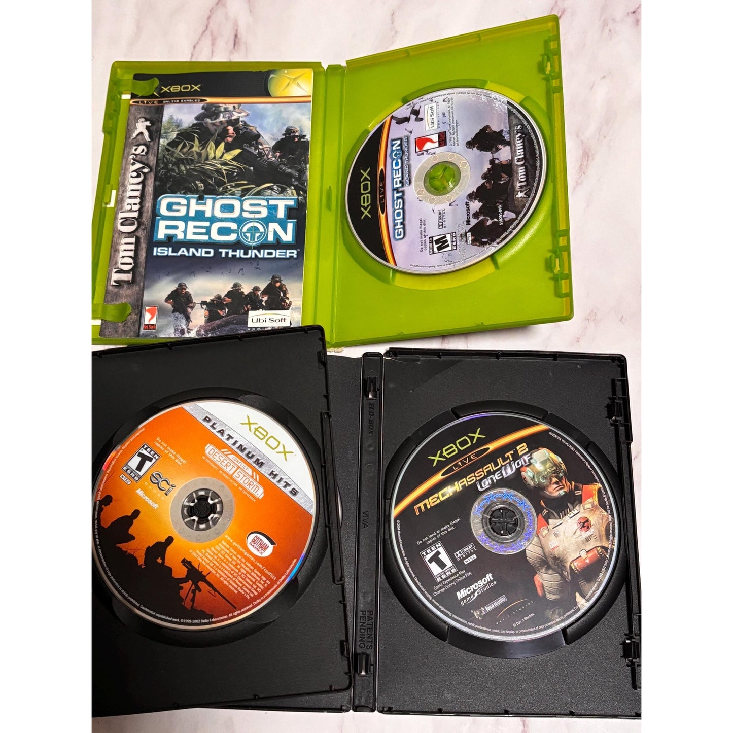 Lot of 3 Xbox Games Ghost Recon Island Thunder Conflict Desert Storm MechAssault