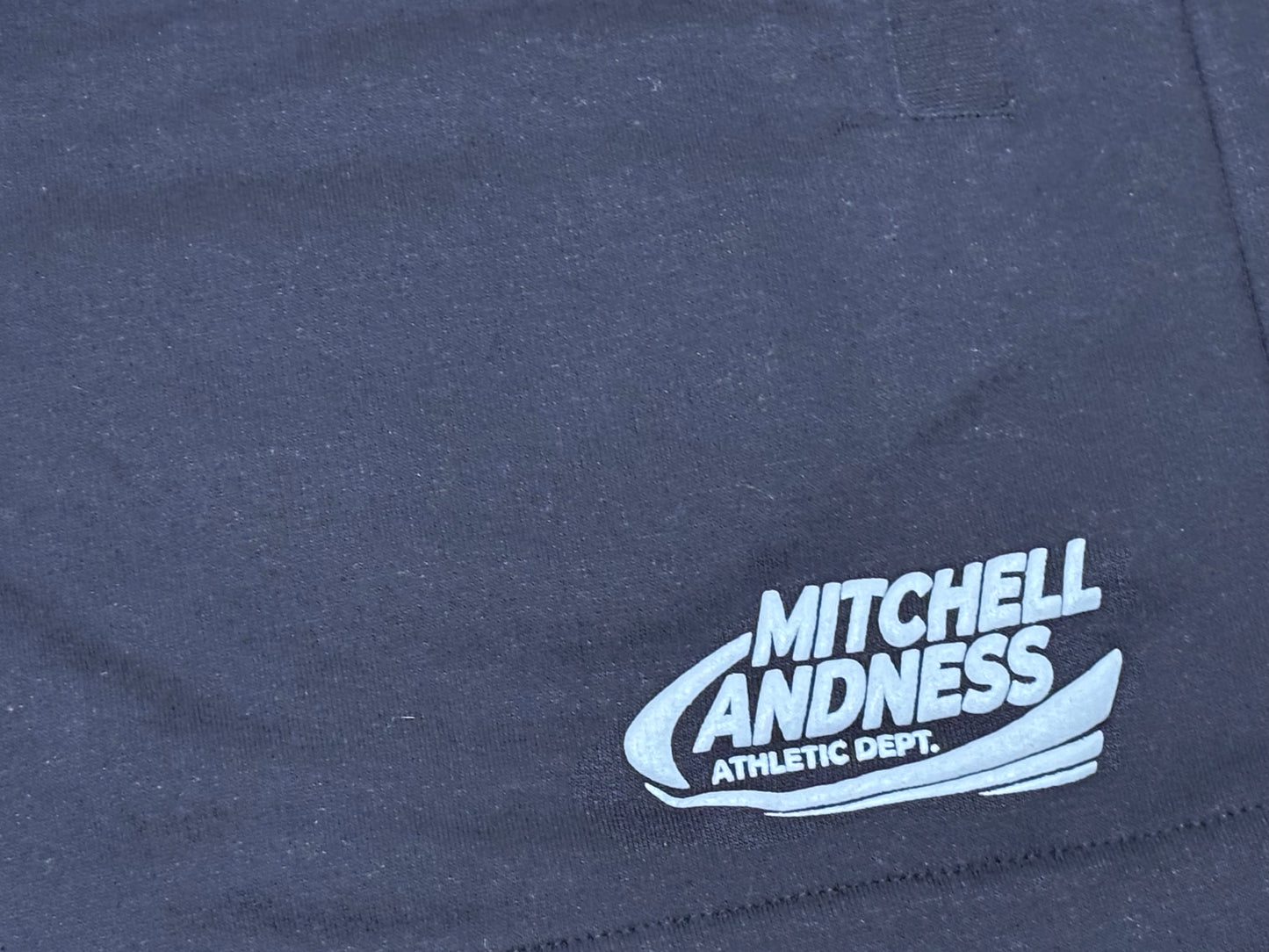 Mitchell & Ness Branded Essentials Fleece Shorts Drawstring Black Gray Mens Large L New NWOT