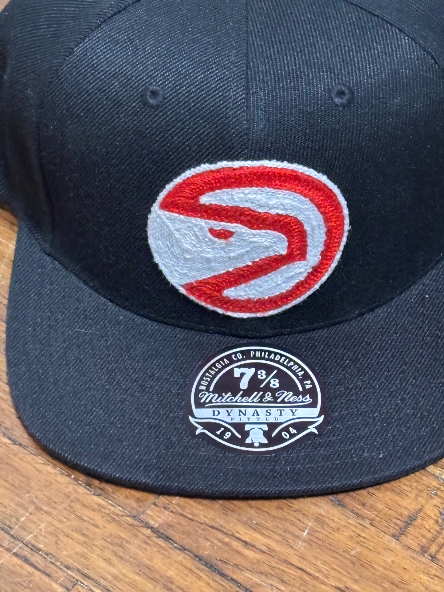 Atlanta Hawks Mitchell & Ness NBA Basketball HWC Hardwood Classics Chain Stitched Dynasty Fitted Hat Cap New NWT 7 3/8