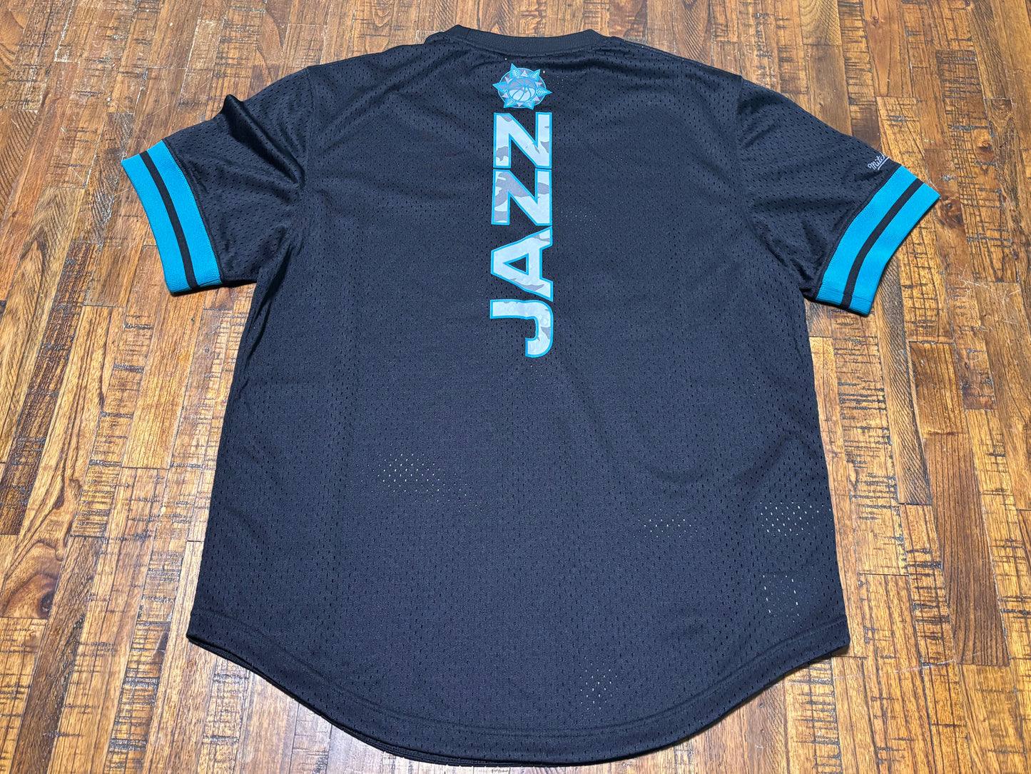 Utah Jazz Mitchell & Ness NBA Retro Hardwood Classic HWC Evergreen Mesh Shirt Jersey Black Teal Turquoise Mens Large L New NWOT