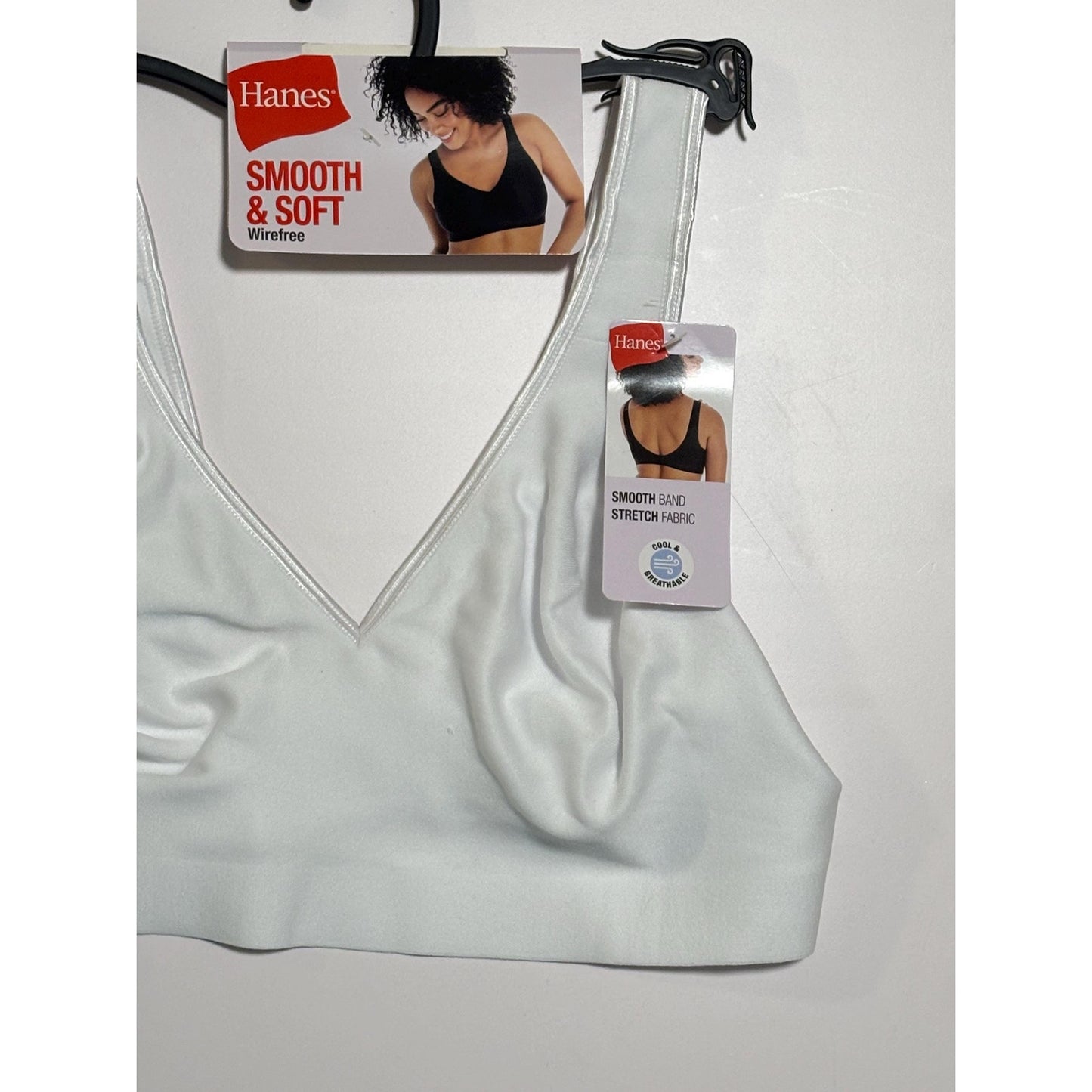 Hanes Smooth Comfort Women's Wireless T-Shirt Bra White Large L NWT