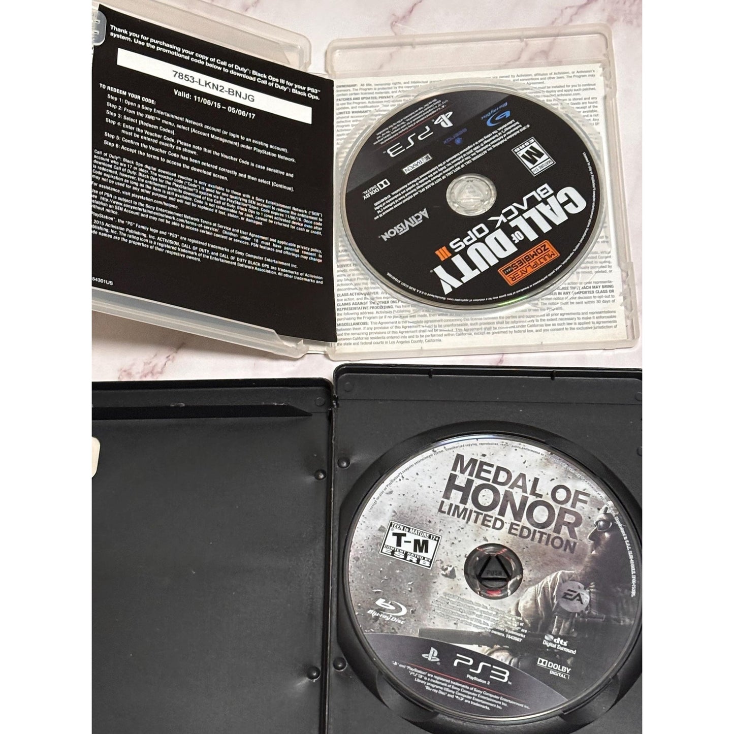 Lot of 2 Play Station 3 PS3 Games Call Duty Black Ops 3 Medal Honor Limited Ed