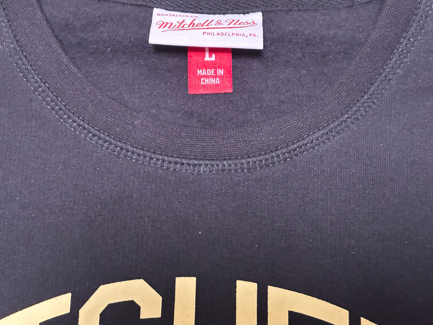 Mitchell & Ness Branded Sports Physical Ed Big Logo Graphic Crewneck Pullover Sweat Shirt Sweater Long Sleeve Tee T Shirt Black White Men’s Large L New NWOT