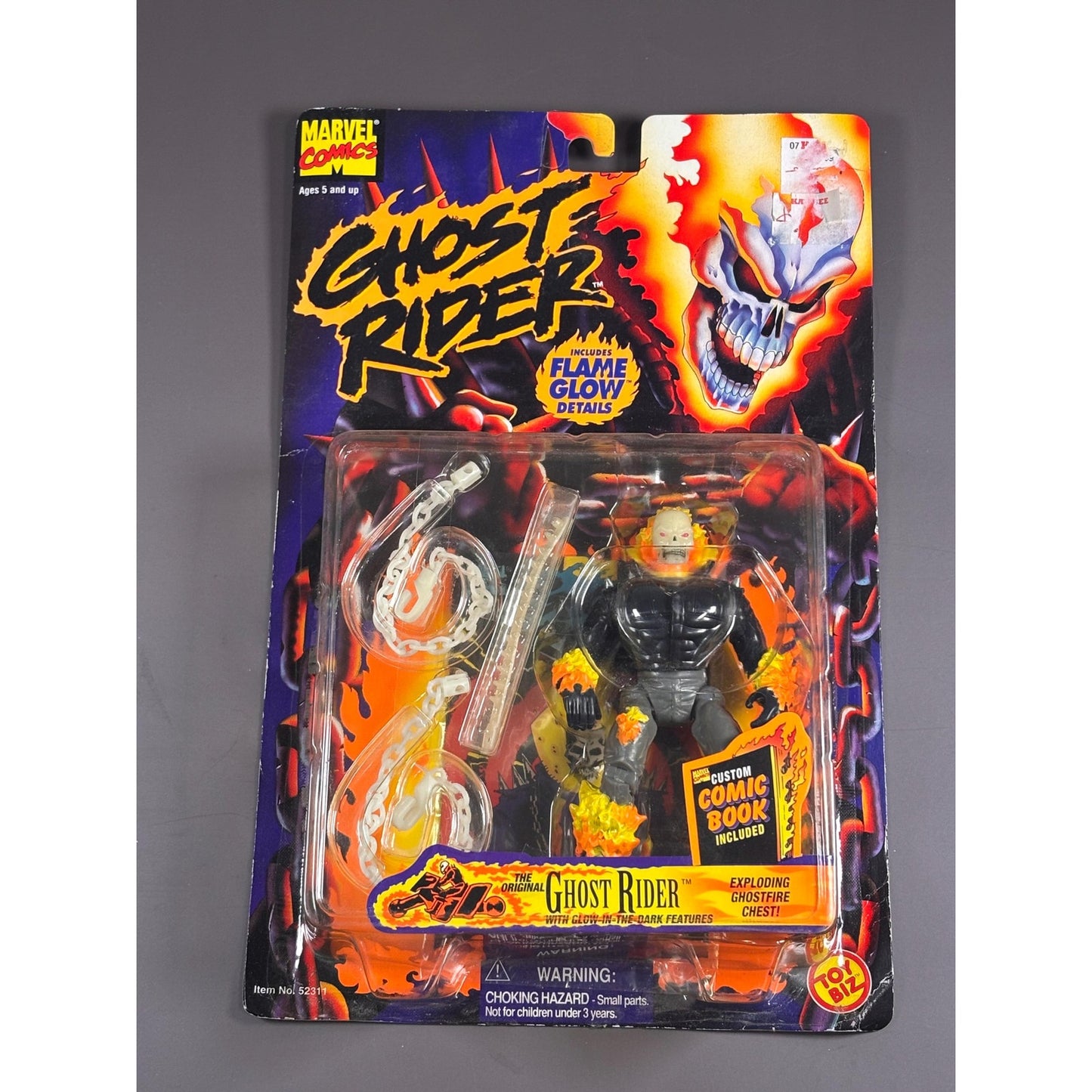 Vintage Ghost Rider Action Figure Exploding Ghostfire Chest Toybiz Marvel 1996