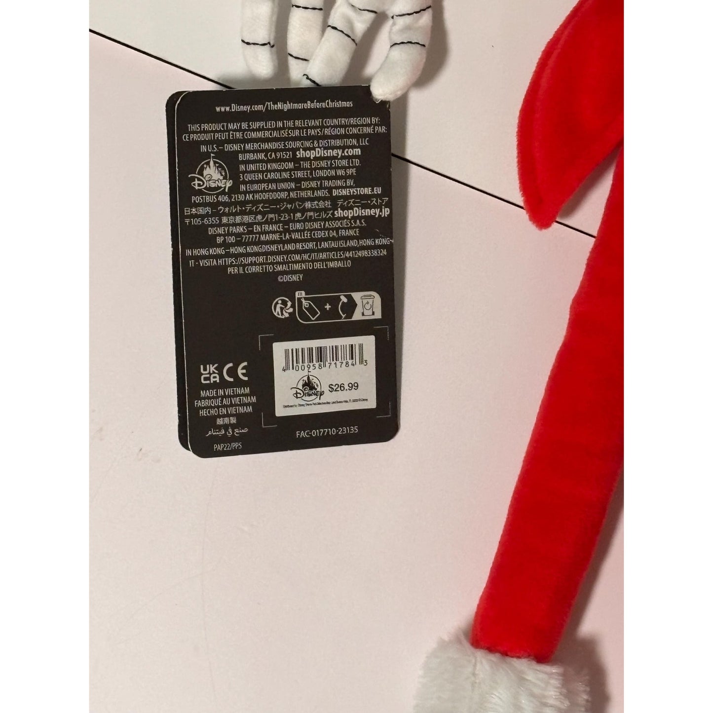 Santa Jack Skellington Plush 26" Nightmare Before Christmas Halloween Disney New