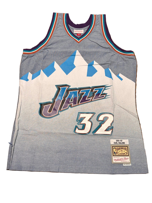 Karl Malone Utah Jazz Mitchell & Ness NBA Retro Hardwood Classic HWC Swingman 1996-97 Denim Proto Jersey Blue Mens Large L New NWOT