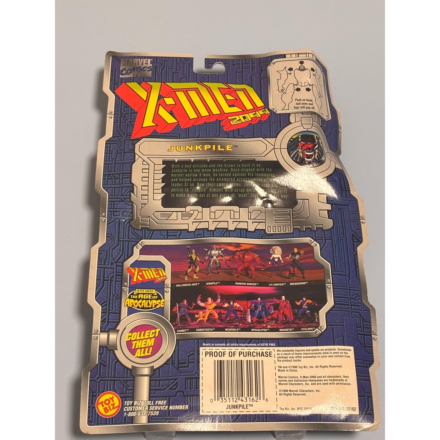 1996 Marvel X-Men 2099 Junkpile Snap-on Battle Armor Action Figure ToyBiz