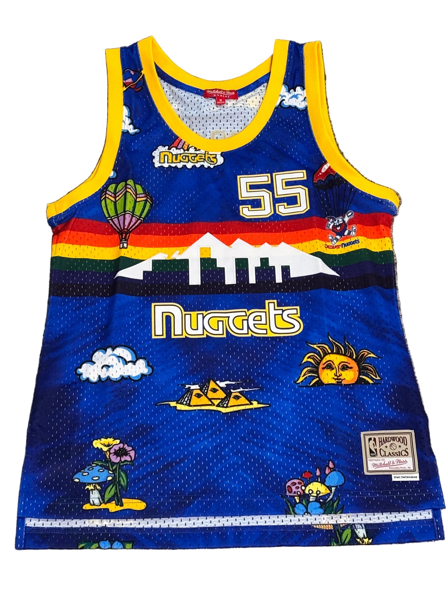 Denver Nuggets #55 Mitchell & Ness NBA Dikembe Mutombo HWC 1991-92 Hardwood Classic Swingman Blue Jersey Womens Medium M NWOT New