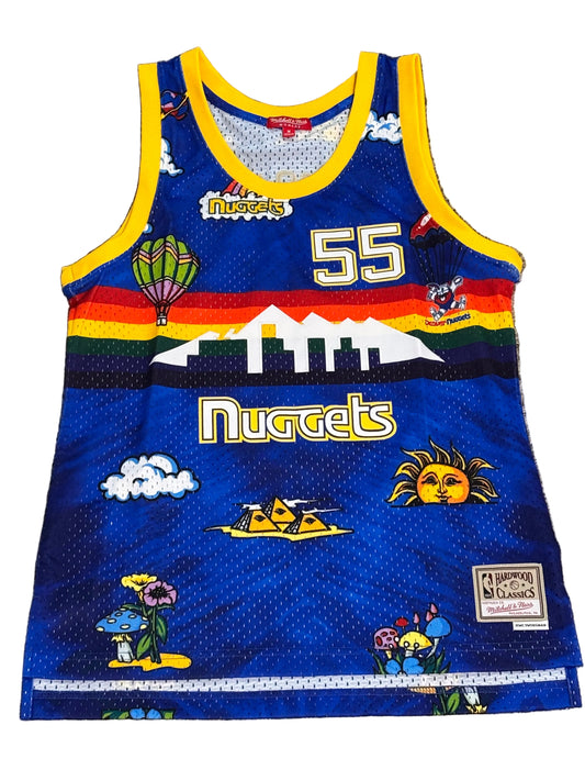 Denver Nuggets #55 Mitchell & Ness NBA Dikembe Mutombo HWC 1991-92 Hardwood Classic Swingman Blue Jersey Womens Medium M NWOT New