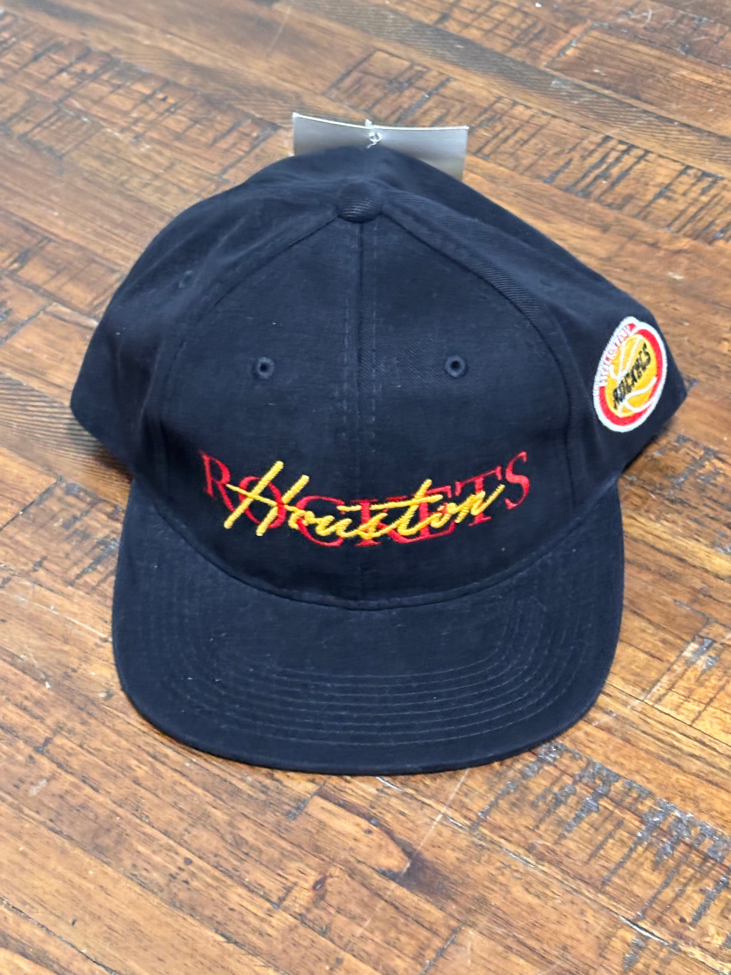 Houston Rockets Mitchell & Ness NBA Basketball HWC Hardwood Classics 3-2 Zone Deadstock Adjustable Snap Back Hat Cap Black Gold Red New NWT