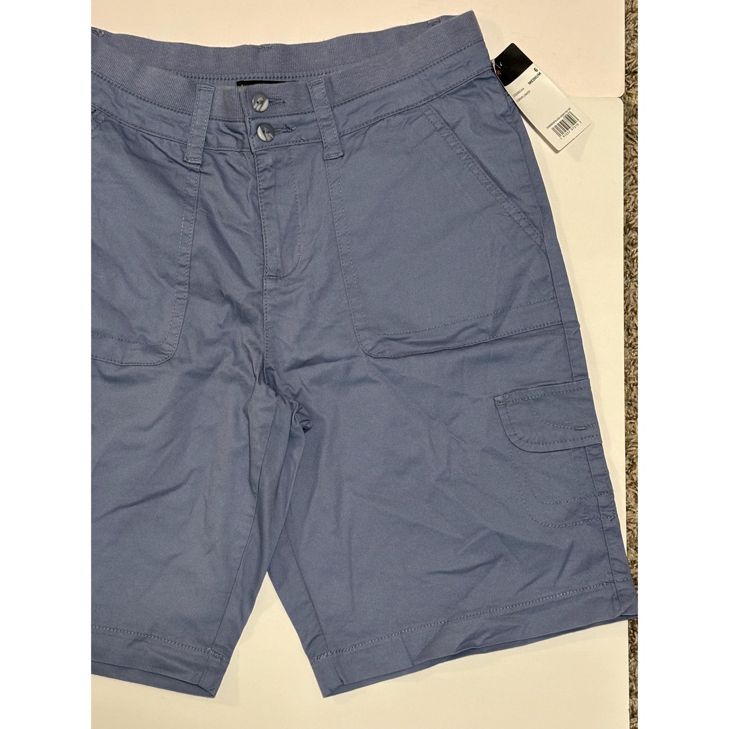Lee Women Relaxed Fit Avey Knit Waist Cargo Bermuda Short Cornflower 6 NWT