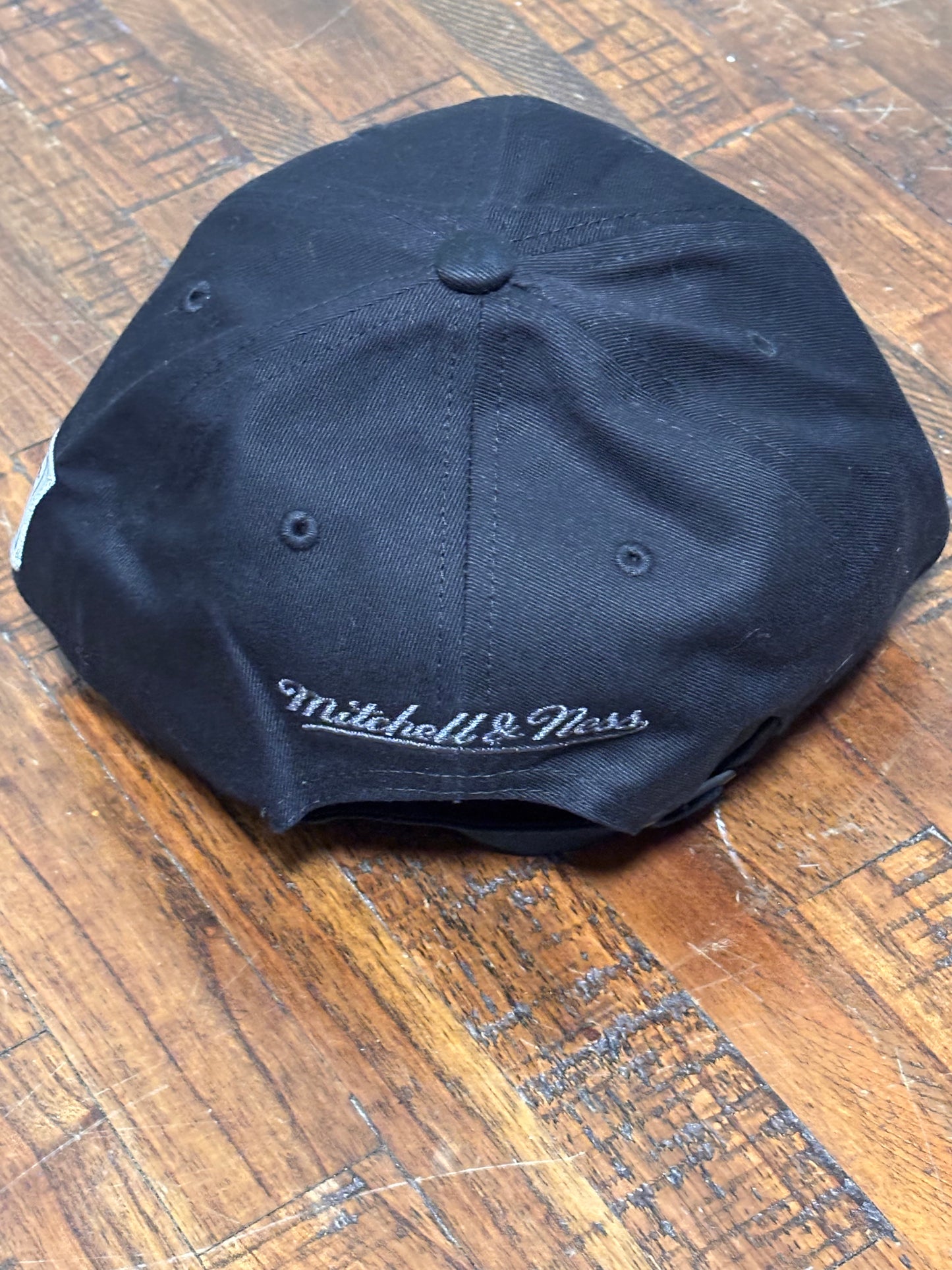 Mitchell & Ness Branded Vintage Pinscript Essential Strapback Adjustable Dad Hat Fit Cap Black Rainbow New