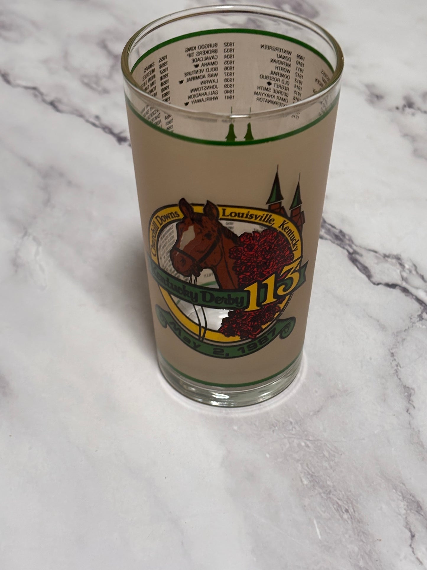 1987 Kentucky Derby Official 113th Churchill Downs Vintage Julep Glass Louisville
