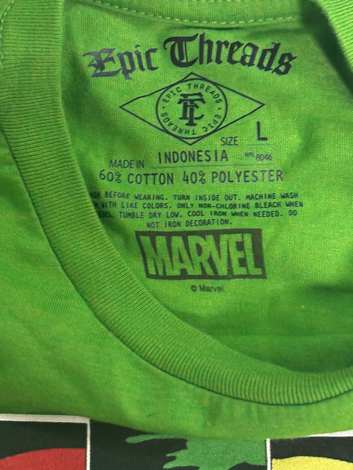 Marvel Comics Epic Threads Super Hero Green Boys Youth Kids Retro Comic Graphic T-Shirt Shit L Large New NWT