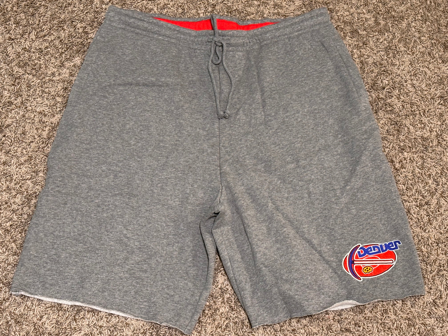 Denver Nuggets Mitchell & Ness NBA Heather Gray Postgame Fleece Short Sleeve Pullover Hoodie & Shorts Men’s Large L New NWOT