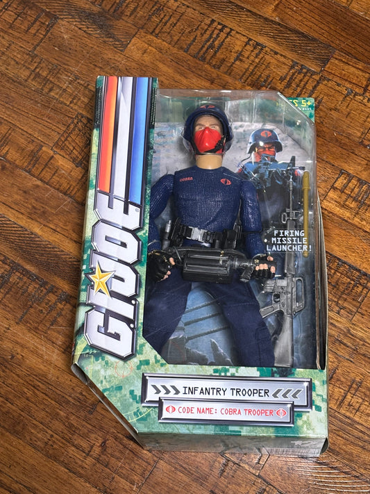 G.I.Joe Hasbro Cobra Infantry Trooper with Firing Missile Launcher Action Figure New 12” 2007