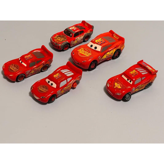 Lot of 5 Disney Pixar Cars 2 Lightning McQueen Diecast and Plastic Rust-eze Red