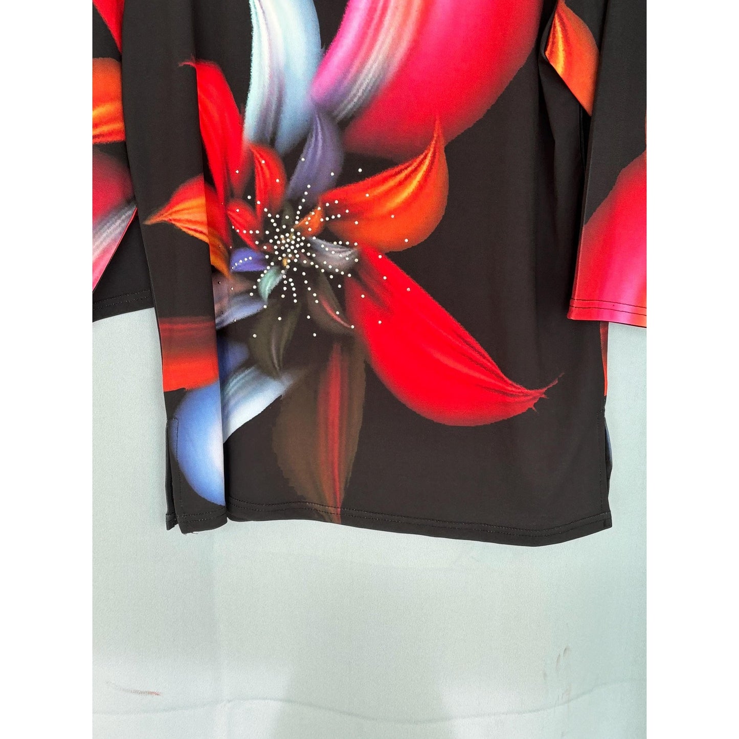 Valentina PH-22876 Multi Floral Star Top Blouse Shirt Medium New