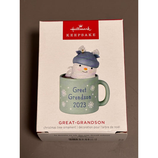 Hallmark Great-Grandson Keepsake Ornament 2023 Mug Snowman New In Box