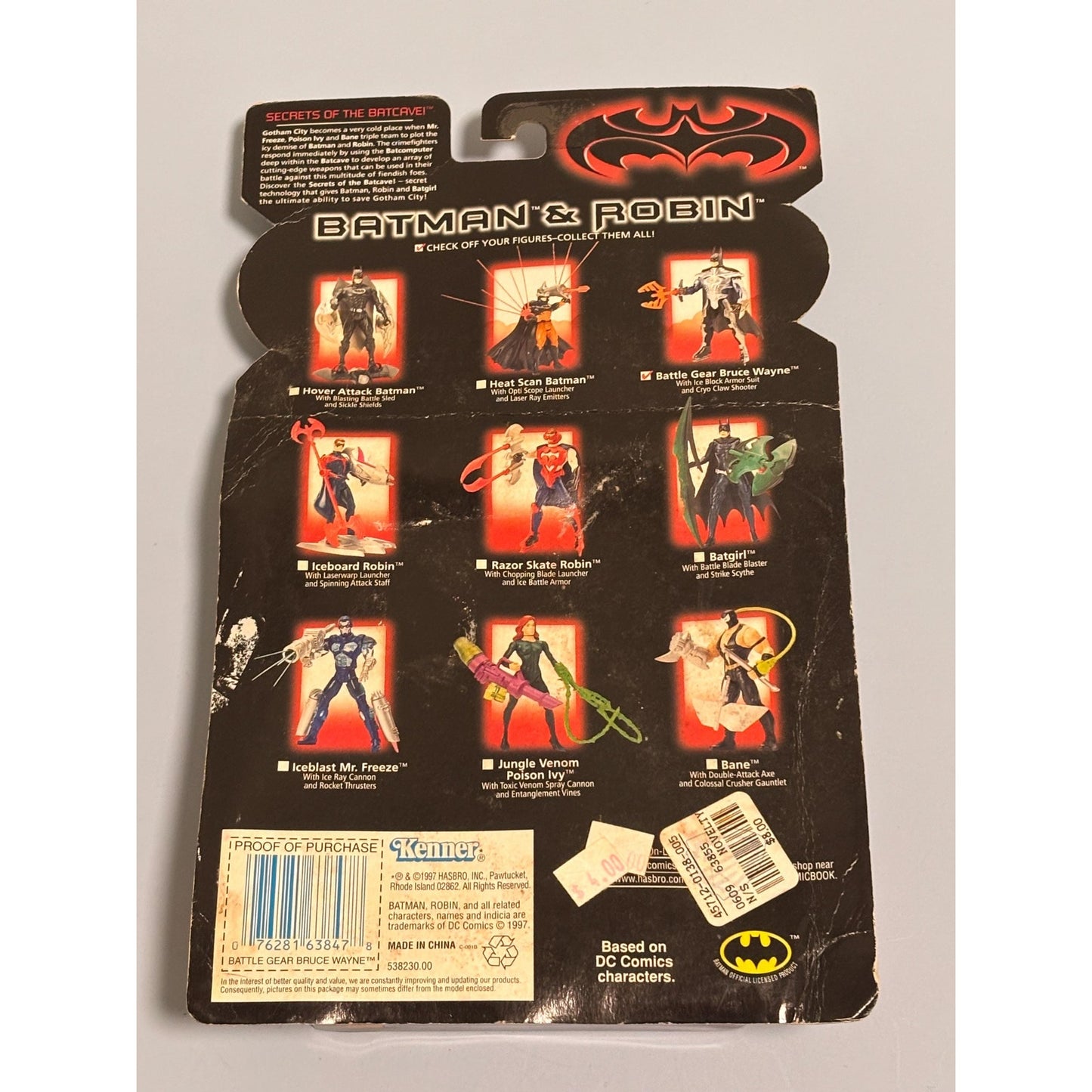 1997 Batman & Robin Battle Gear Bruce Wayne Battle Action Figure Kenner